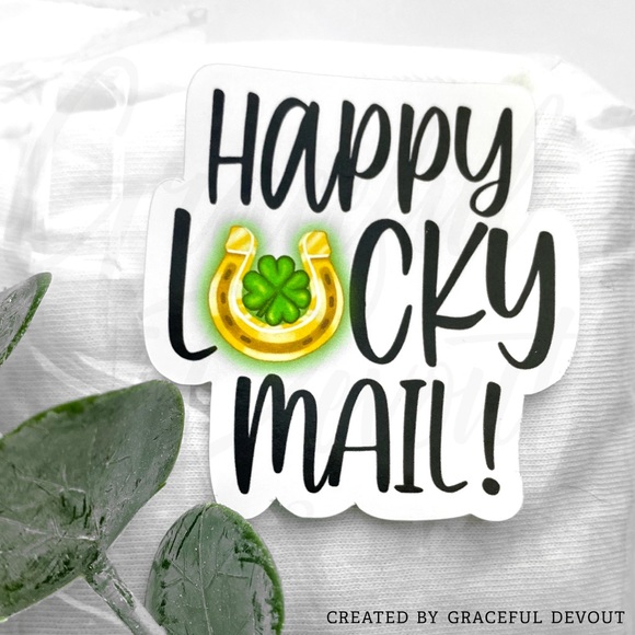 🍀Happy Lucky Mail! - 2" (inches) Sticker 48ct.)  [GD46-48] - Picture 3 of 5